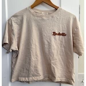 Urban‎ Nation Nashville Scenic Cropped Tee Beige Women’s Size M Brown Country